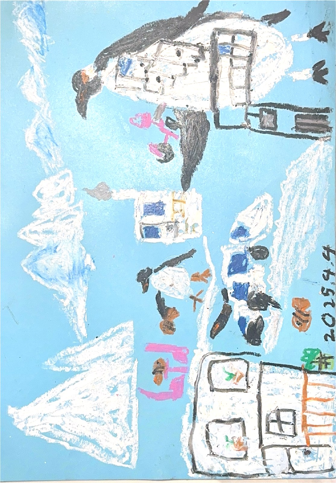 冰雪里的企鹅，小菠萝的扫描画作