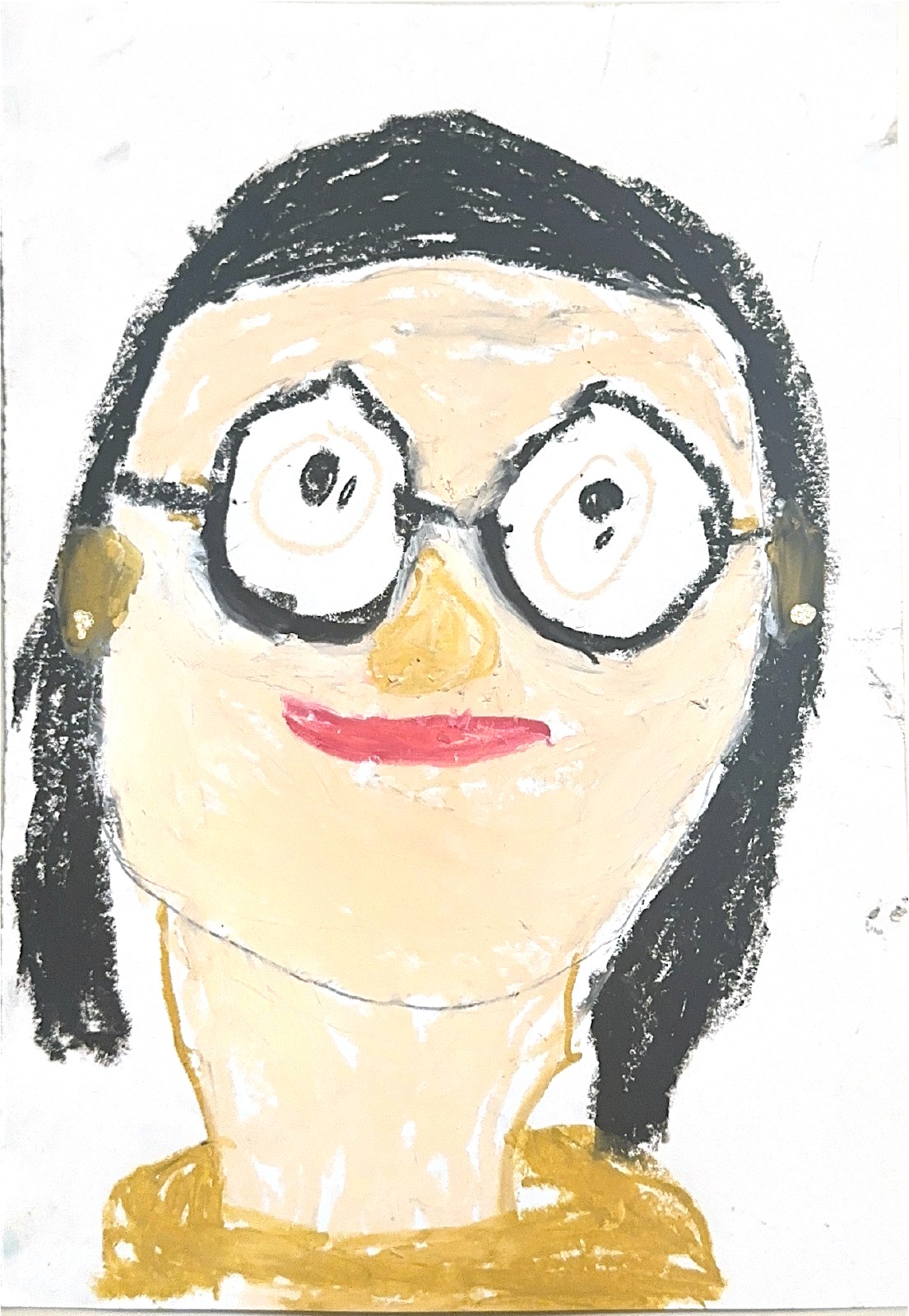 戴眼镜的人像，小菠萝的扫描画作