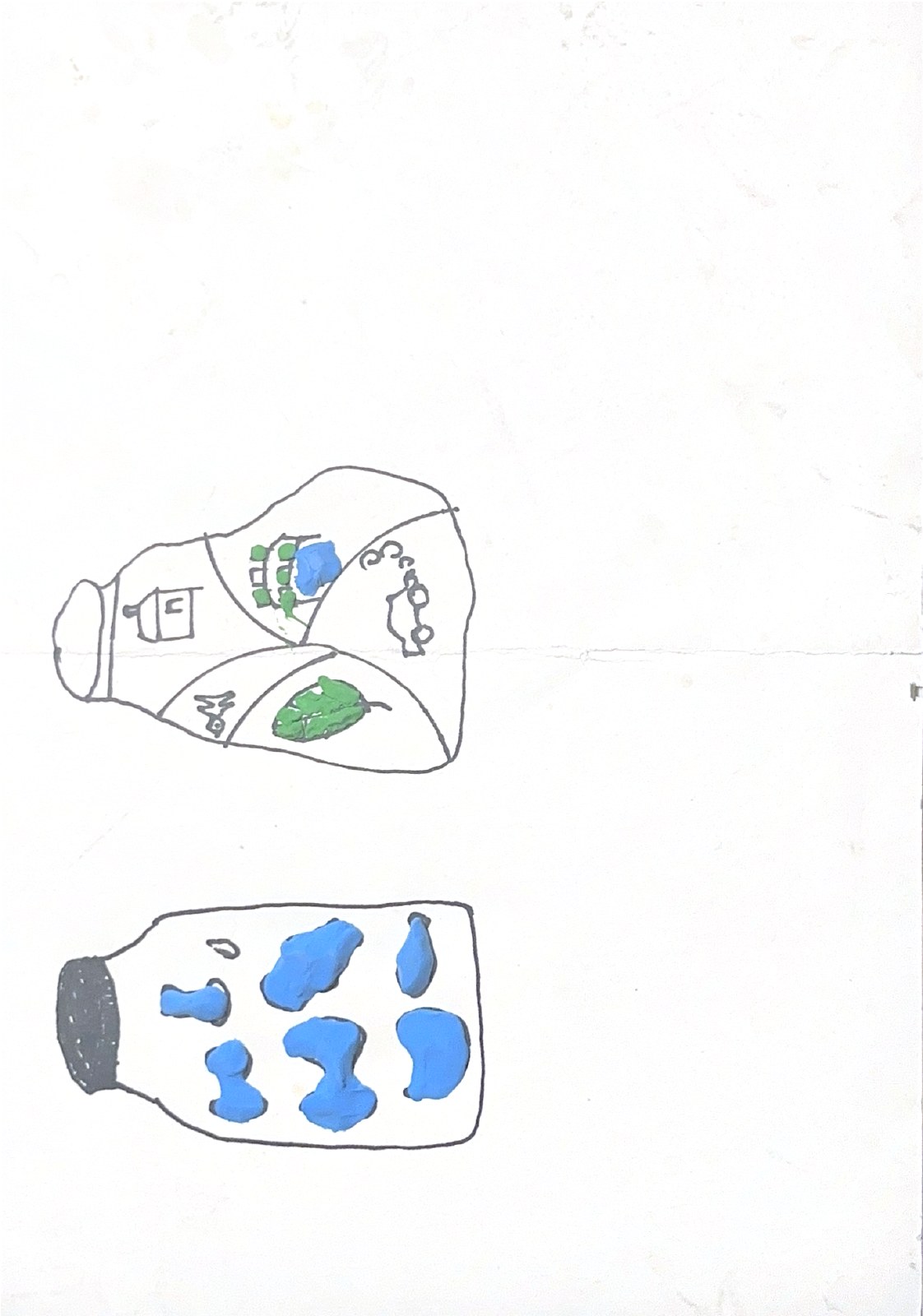 两个瓶子，小菠萝的扫描画作